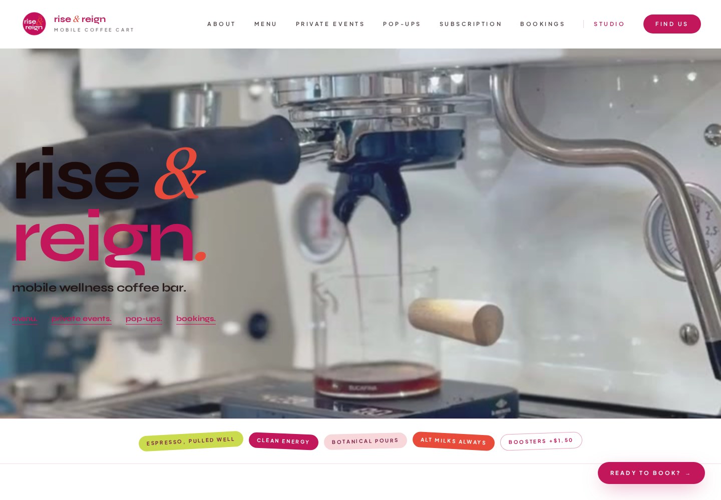 Rise & Reign Coffee Co. live website homepage